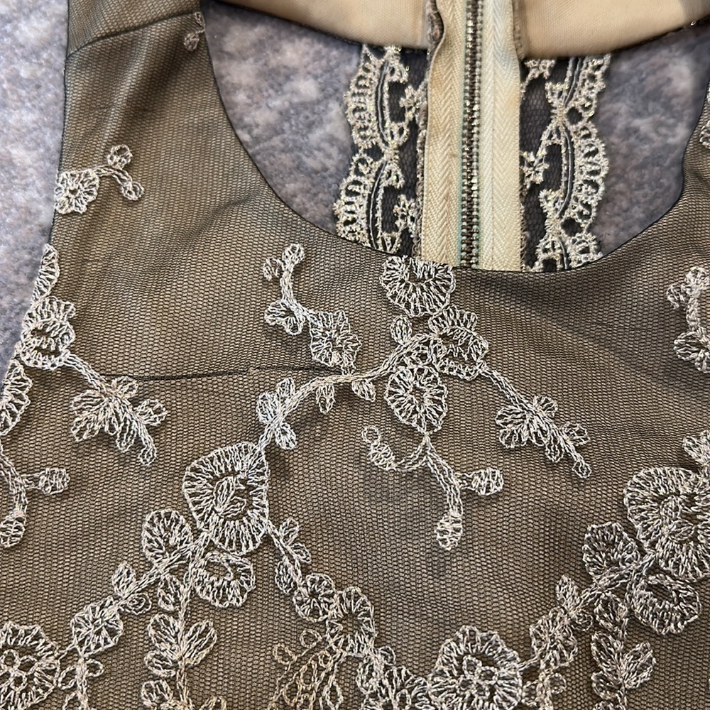INA AMAZING GOLD AND BLACK LACE T BACK DRESS - Picture 13 of 15